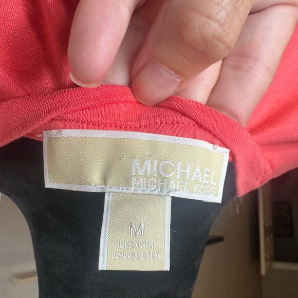 Michael Kors Ruffle Sleeve Top Color Sangria Size M - Picture 12 of 13